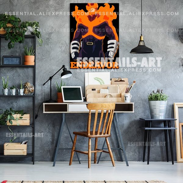 Enji Todoroki ENDEAVOR FLAME HERO BNHA Anime Poster Canvas Wall Art Painting Decor Pictures Bedroom Home 4 - BNHA Store