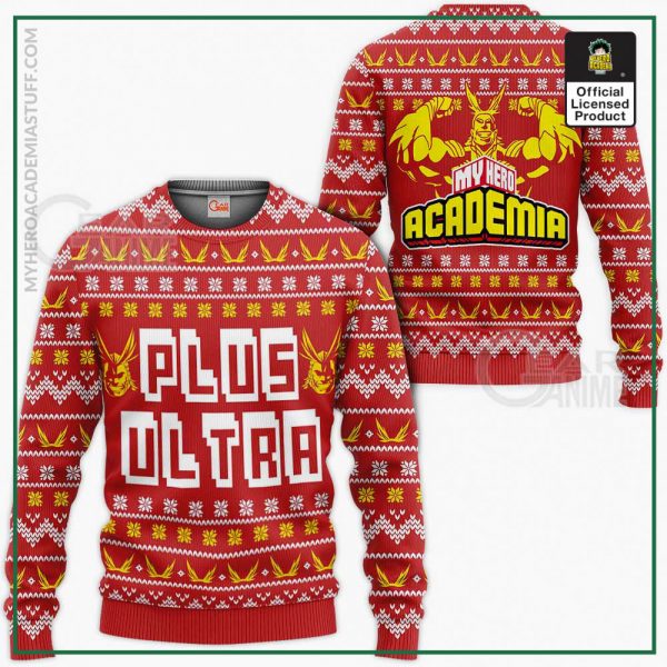 all might plus ultra ugly christmas sweater my hero academia anime xmas gift gearanime - BNHA Store