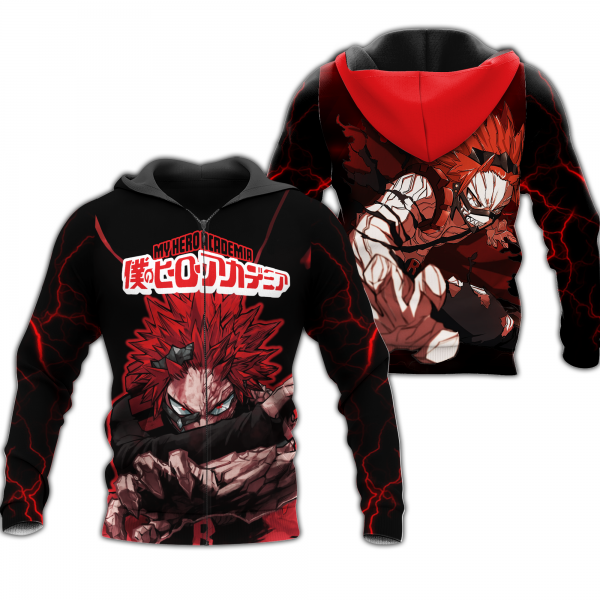 eijirou kirishima zip hoodie my hero academia anime shirt fan gift ha06 gearanime - BNHA Store