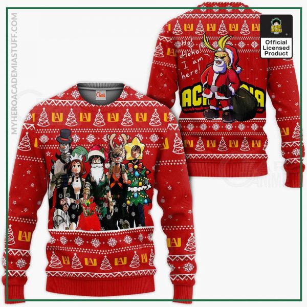 my hero academia ugly christmas sweater santa anime xmas gift va09 gearanime - BNHA Store
